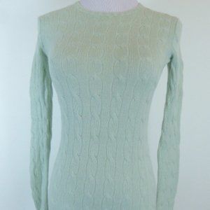 RALPH LAUREN Black label blue AQUA CABLE CASHMERE crewneck Sweater slim fit S